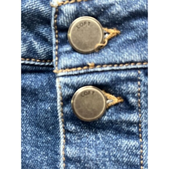 Loft Denim Button Front Mini Skirt Blue XS / 2 Casual Stretch - Picture 12 of 16